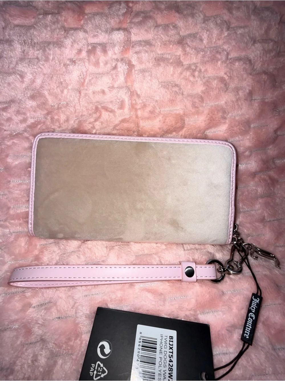 Juicy Couture UK Long Wallet Beige / Pink **Born In Glamorous USA** design! NWT! - Picture 8 of 10